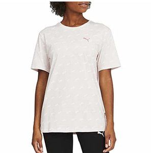 NWT Puma Women's Ultra Boyfriend Short Sleeve Logo Tee Size Large Pink $40 1B128